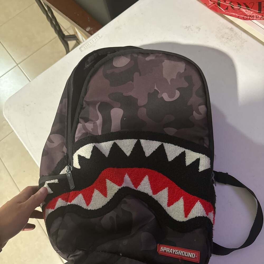 Sprayground Black Camo Shark Mouth Backpack - Picture 13 of 13